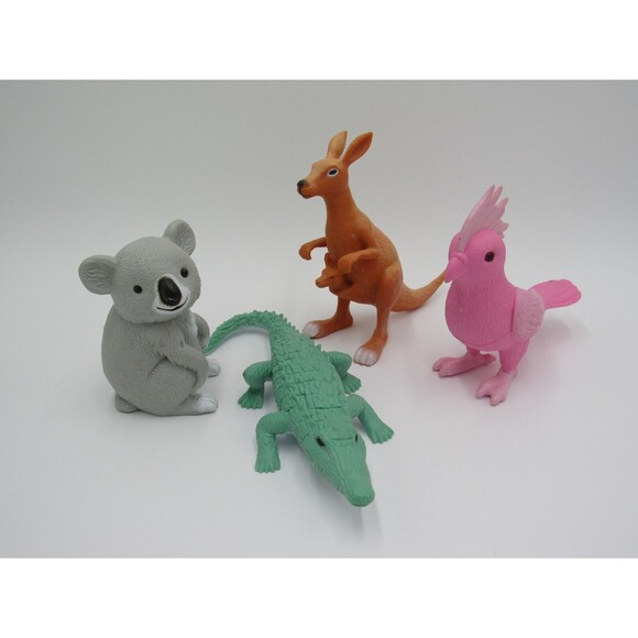 Ankyo Zoo Animals Lot of 4 Hard Plastic Figurines Koala Kangaroo Parakeet Croc - Picture 2 of 11